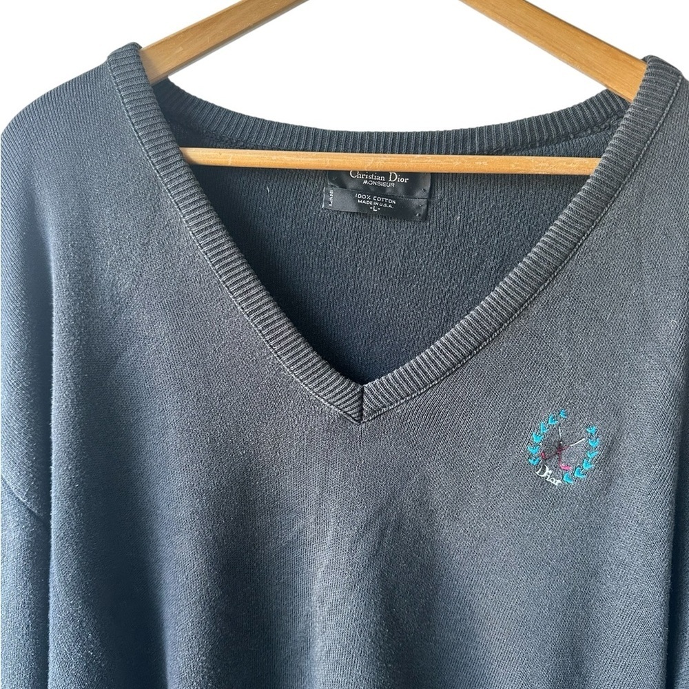Christian Dior Monsieur Vintage Men’s V-Neck Sweater Large - Picture 10 of 13